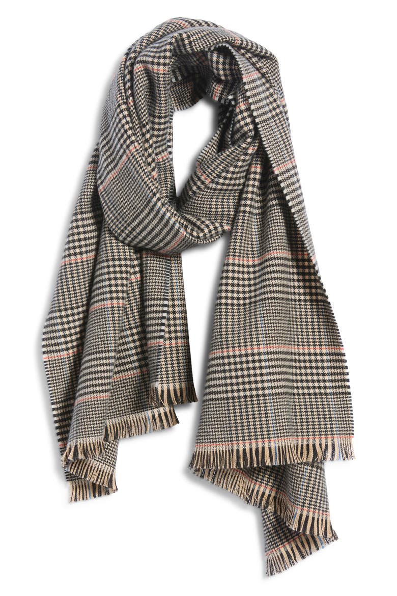 Virgin Wool Houndstooth Scarf, Main, color, HERITAGE KHAKI MULTI