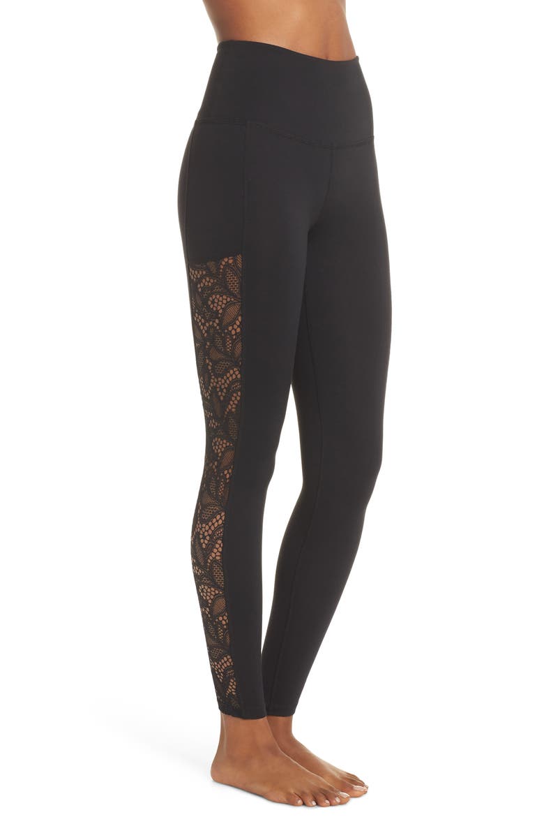 Lace Way High Rise Ankle Leggings, Alternate, color, JET BLACK
