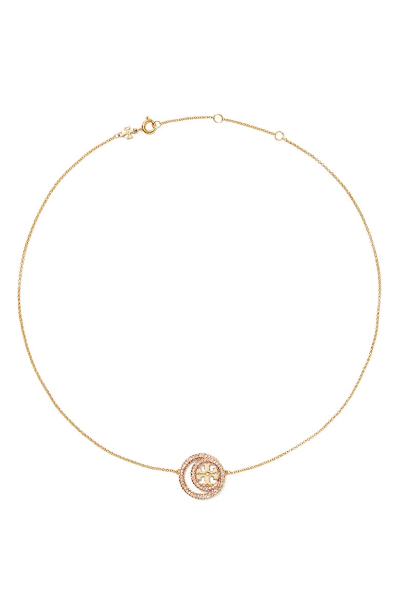 Tory Burch Icon Pavé Double Ring Pendant, Main, color, 
