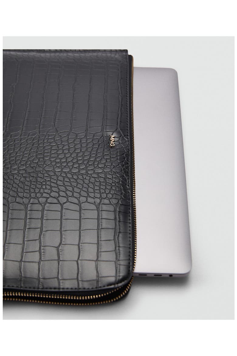 Croc Embossed Faux Leather Laptop Case, Alternate, color, BLACK