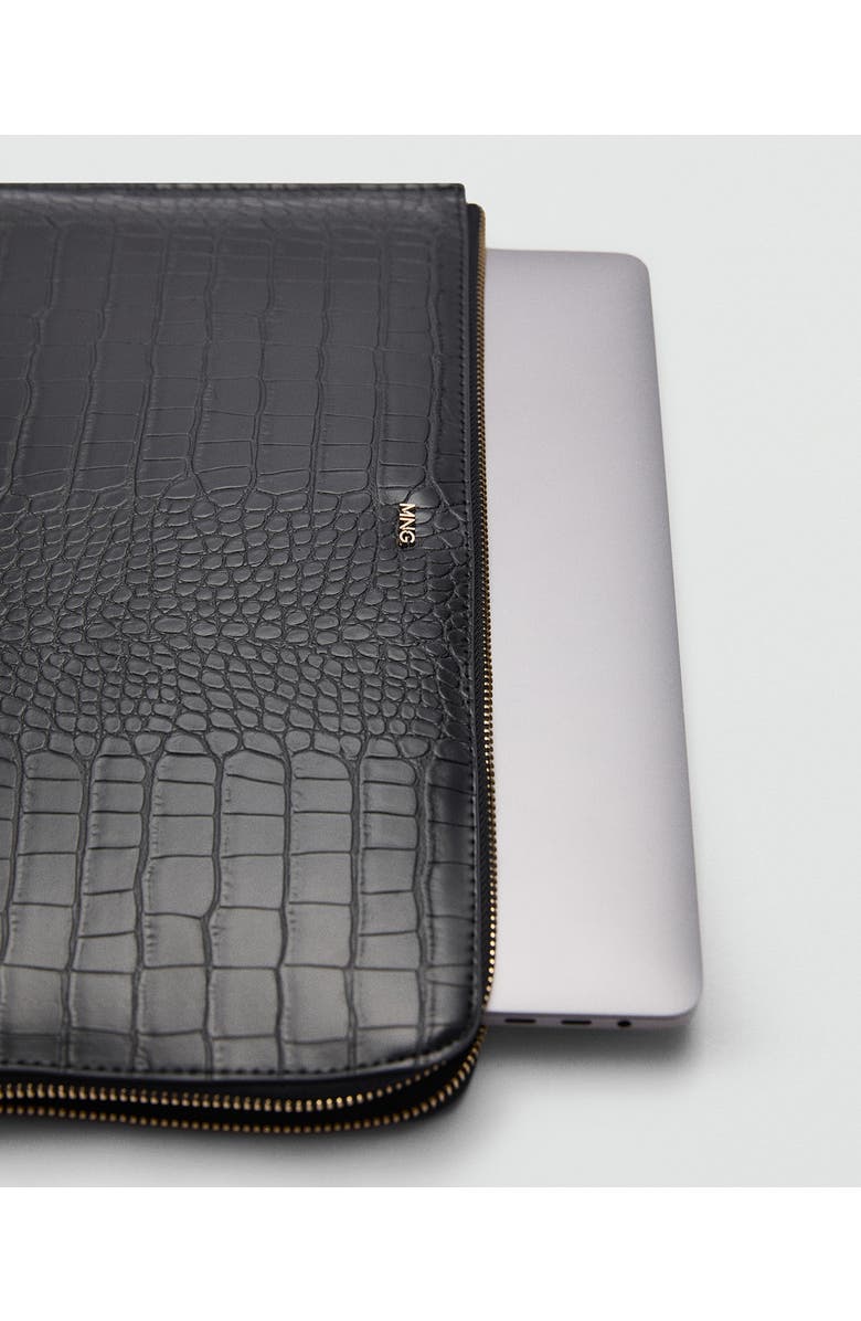 MANGO Croc Embossed Faux Leather Laptop Case, Alternate, color,