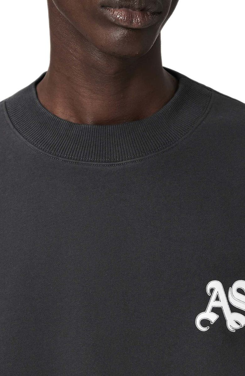 AllSaints Icon Oversize Cotton Crewneck Sweatshirt, Alternate, color, Washed Black