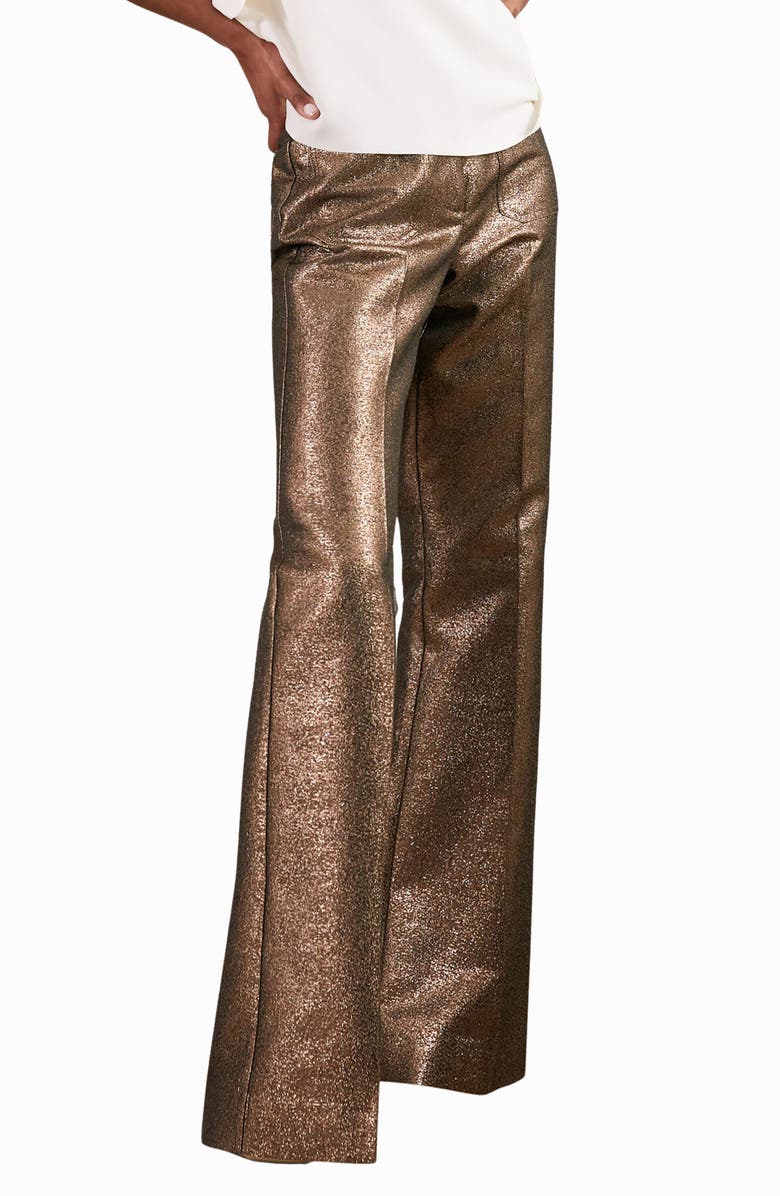 Reiss Sienna Metallic Patch Pocket Flare Leg Pants, Alternate, color, Gold
