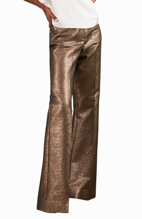 Reiss Sienna Metallic Patch Pocket Flare Leg Pants In Gold