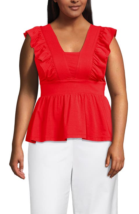 Lightweight Jersey Ruffle Peplum Top