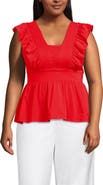 Lands' End Lightweight Jersey Ruffle Peplum Top