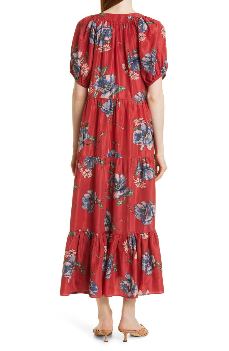 THE GREAT. The Afternoon Floral Silk Dress, Alternate, color, 