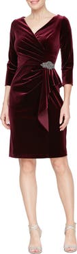Alex Evenings Embellished Velvet Cocktail Sheath Dress
