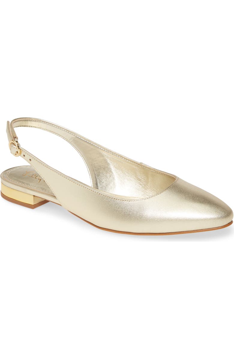 Lilly Pulitzer<sup>®</sup> Ella Metallic Slingback Flat, Main, color,