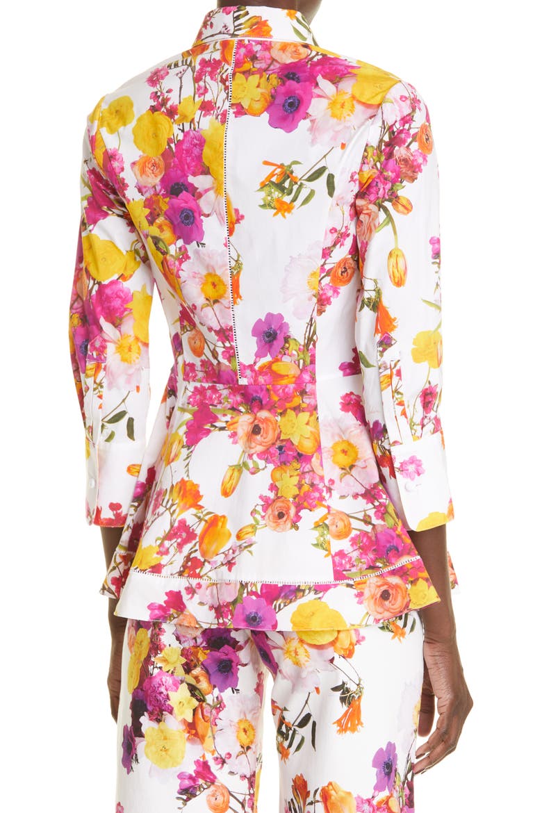 Floral Print Peplum Button-Up Shirt, Alternate, color, IVORY FLORAL