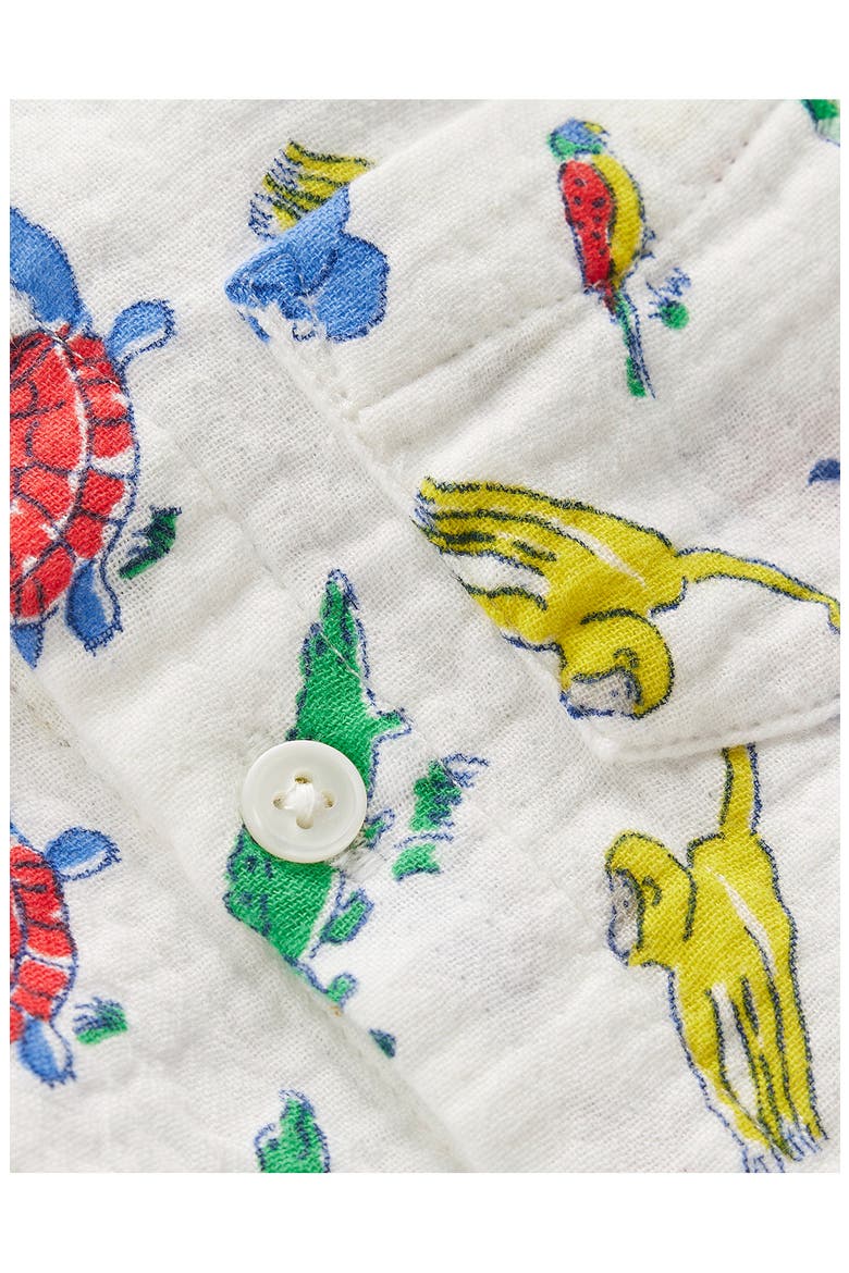 Cotton Gauze Short Sleeve Button-Up & Shorts Set, Alternate, color, IVORY MULTI JUNGLE ANIMALS