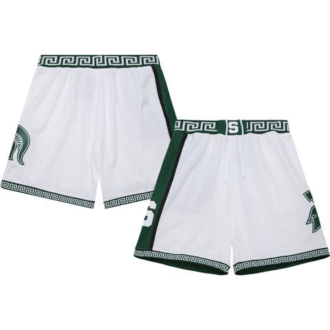 Men's Mitchell & Ness White Michigan State Spartans 125th Basketball Anniversary 1999 Throwback Shorts