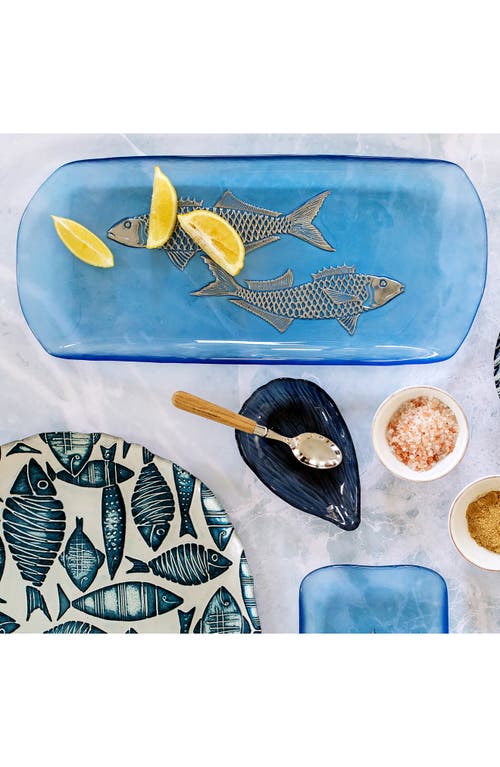 Vietri Isola Medium Glass Serving Tray In Blue