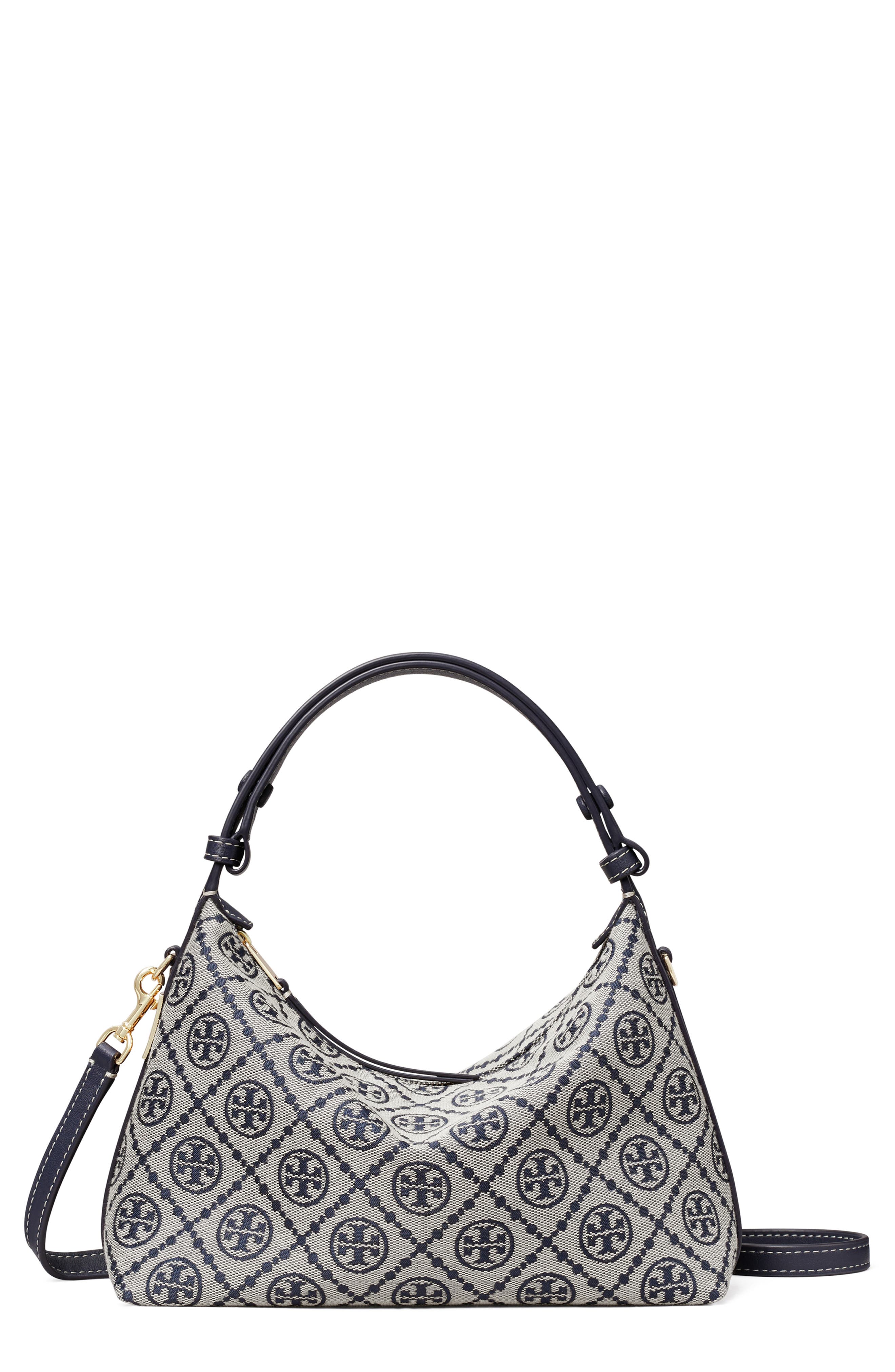 Mellow T Monogram Shoulder Bag, Main, color, TORY NAVY