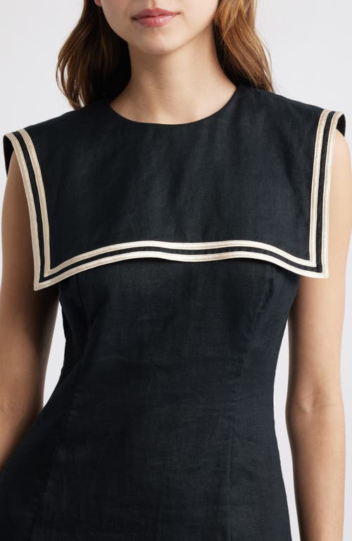 Shop Doen Dôen Monroe Linen Minidress In Black
