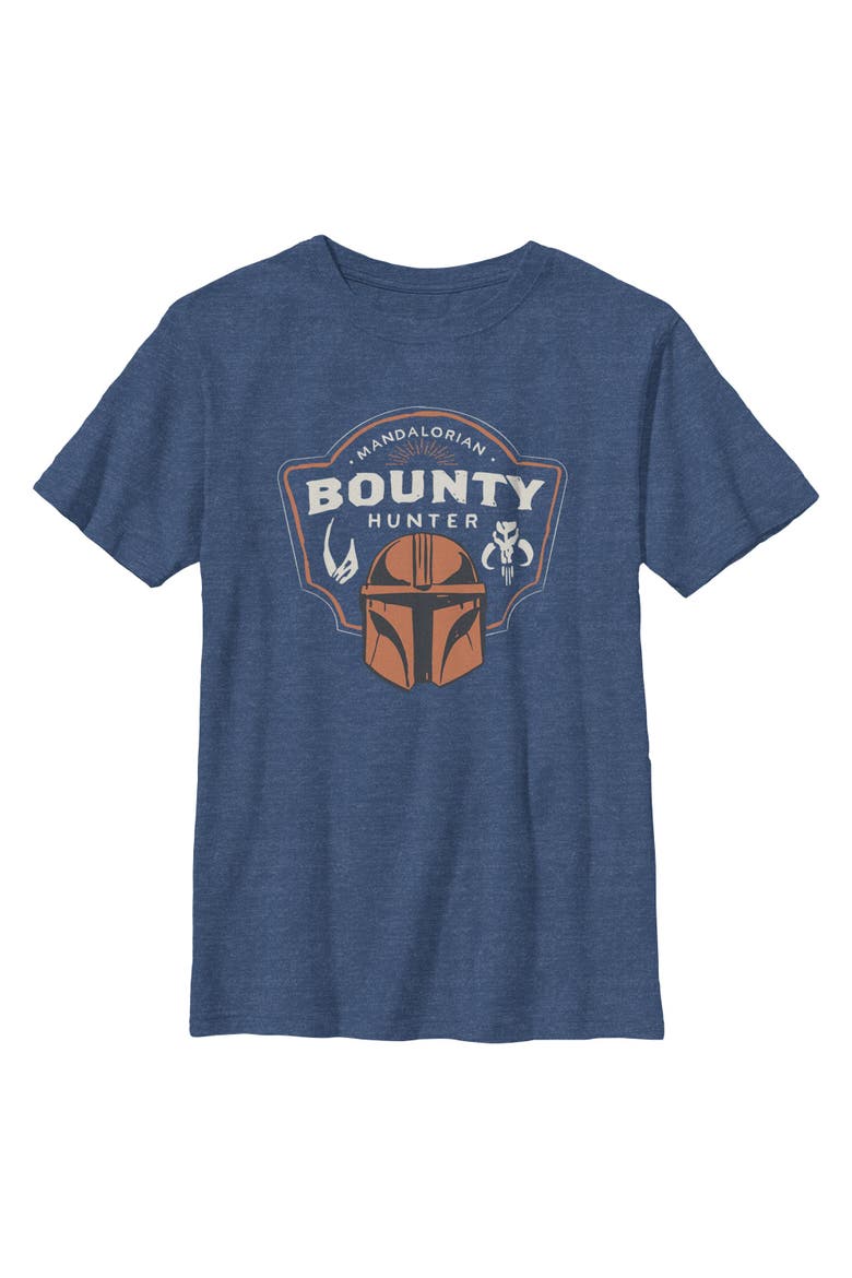 Boys Star Wars The Mandalorian and Grogu Bounty Hunter Logo T Shirt, Main, color, Navy Blue Heather
