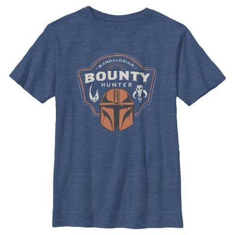 Boys Star Wars The Mandalorian and Grogu Bounty Hunter Logo T Shirt