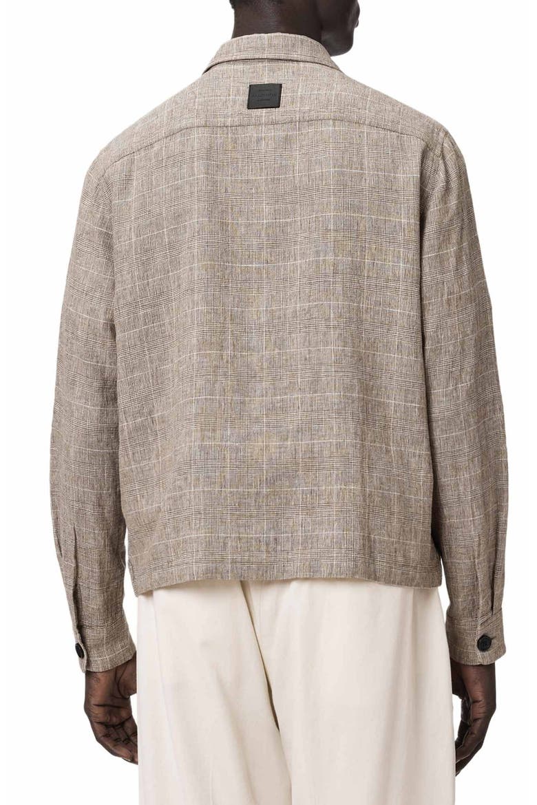 Keal Embroidered Logo Glen Plaid Linen Blend Jacket, Alternate, color, SEDIMENT BROWN