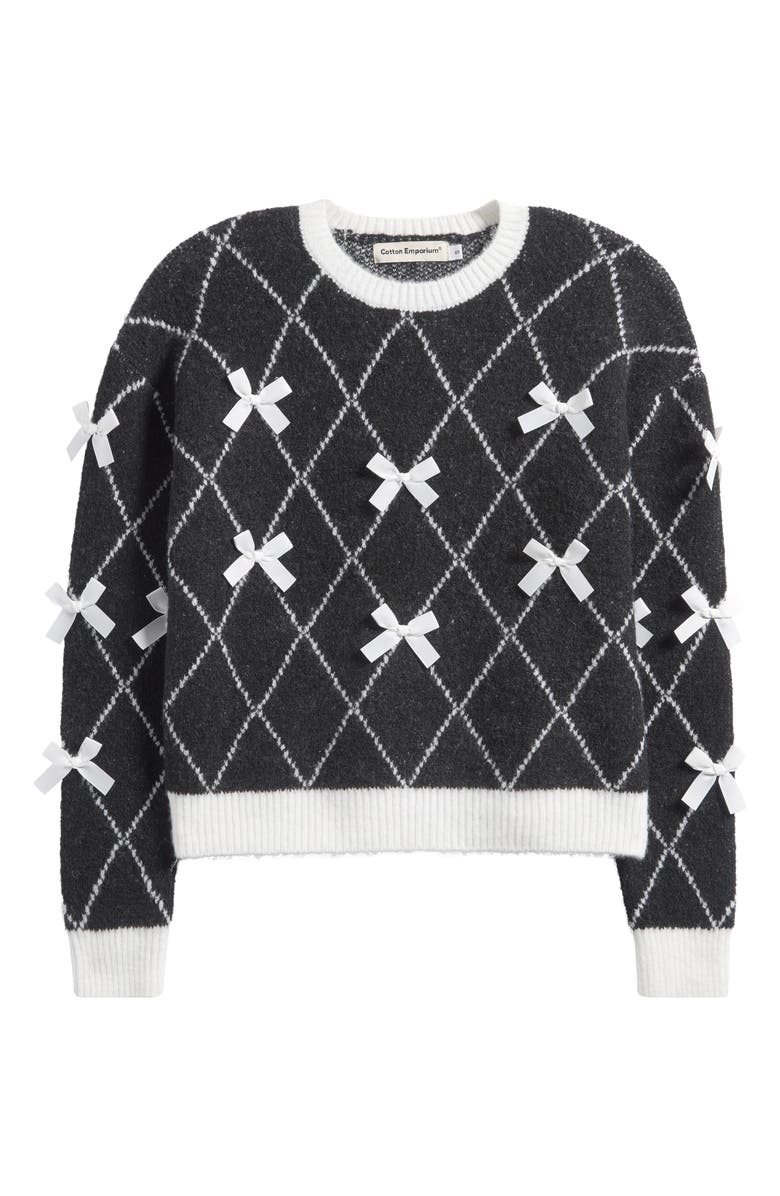 Cotton Emporium Kids' Bow Embellished Crewneck Sweater, Main, color, 