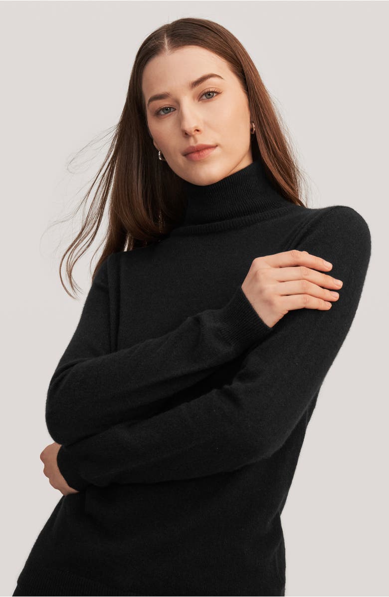 Lilysilk Women's Pure Cashmere Turtleneck Sweater, Alternate, color, Black