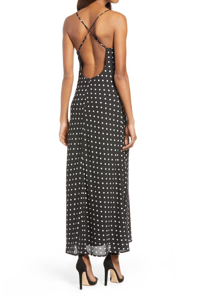 Dot Midi Dress, Alternate, color, BLACK SPOT