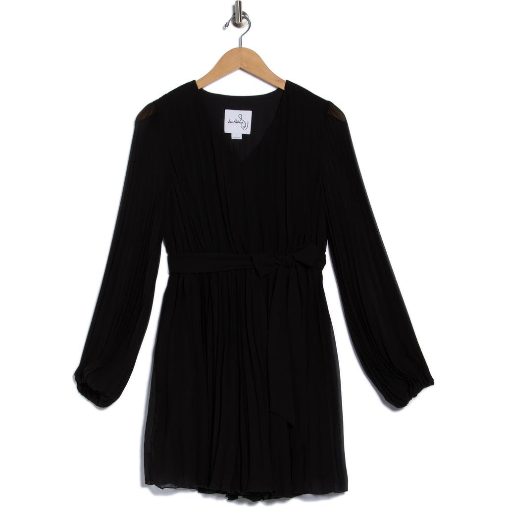 Sam Edelman Pleat Long Sleeve Minidress In Black