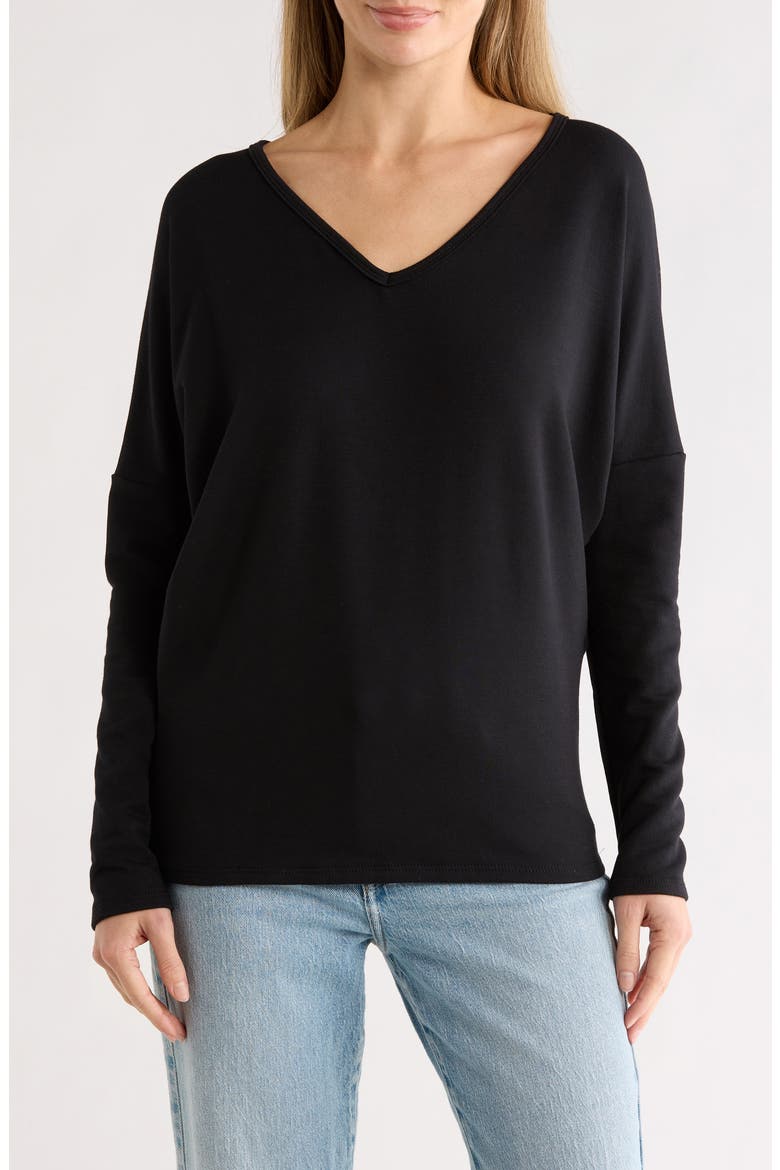 V-Neck Dolman Sleeve Sweater, Main, color, BLACK