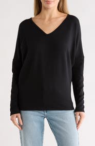 GO COUTURE V-Neck Dolman Sleeve Sweater