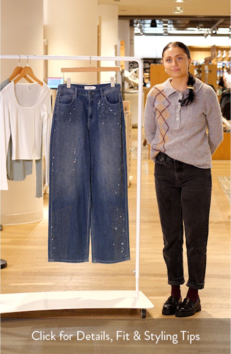 Oversize Rhinestone Baggy Wide Leg Jeans, sales video thumbnail