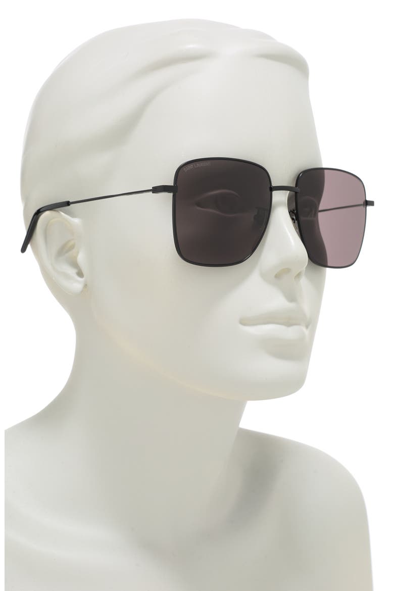 57mm Square Sunglasses, Alternate, color, BLACK BLACK BLACK