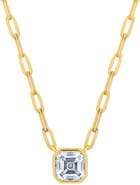 Crislu Bezel Set Asscher Cubic Zirconia Pendant Necklace