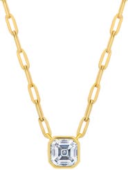 Crislu Bezel Set Asscher Cubic Zirconia Pendant Necklace