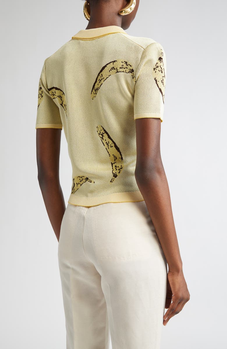 Jacquemus Le Polo Marino Jacquard Polo, Alternate, color, Banana Jacquard Yellow