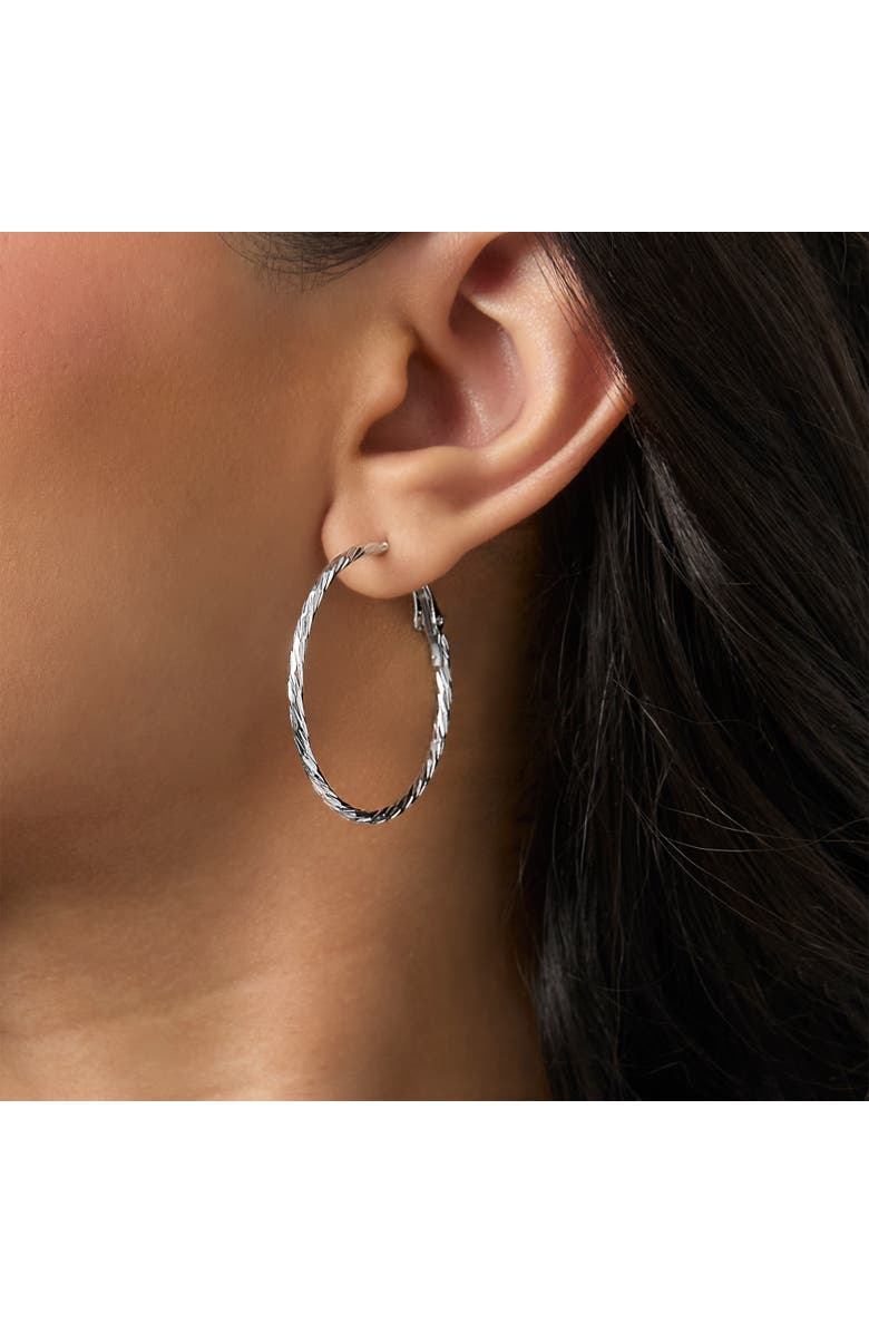 Jessica Simpson 3-Piece Textured Silver-Tone Hoop Earring Set, Alternate, color, Silver