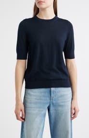 BOSS Farbella Short Sleeve Virgin Wool Sweater