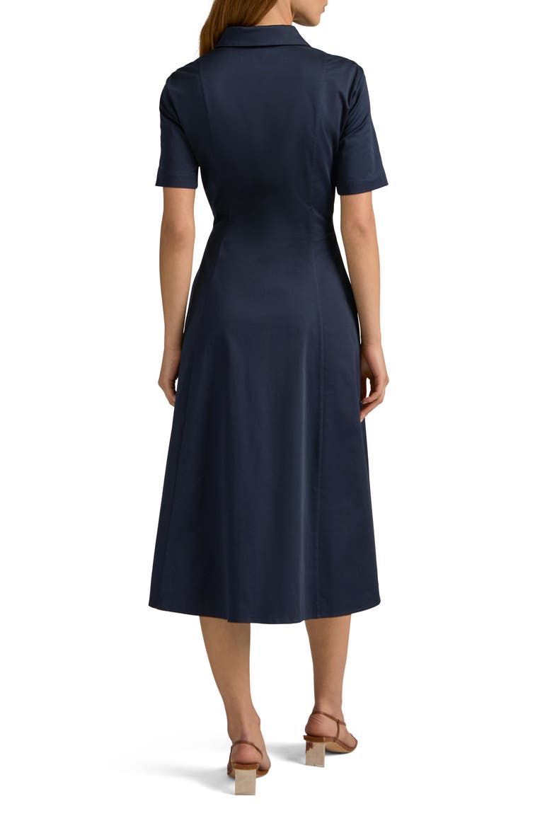Demure Stretch Cotton Shirtdress, Alternate, color, NAVY