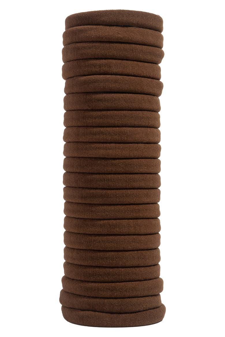 20-Piece Seamless Recycled Nylon Hair Tie, Alternate, color, CHOCOLATE