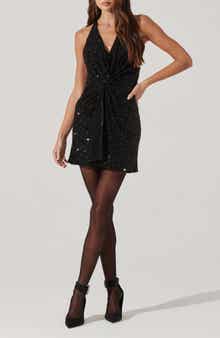 ASTR the Label Sequin Twist Front Minidress