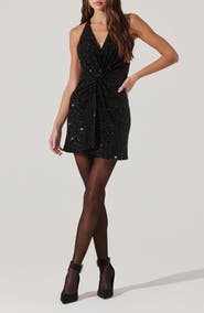 ASTR the Label Sequin Twist Front Minidress