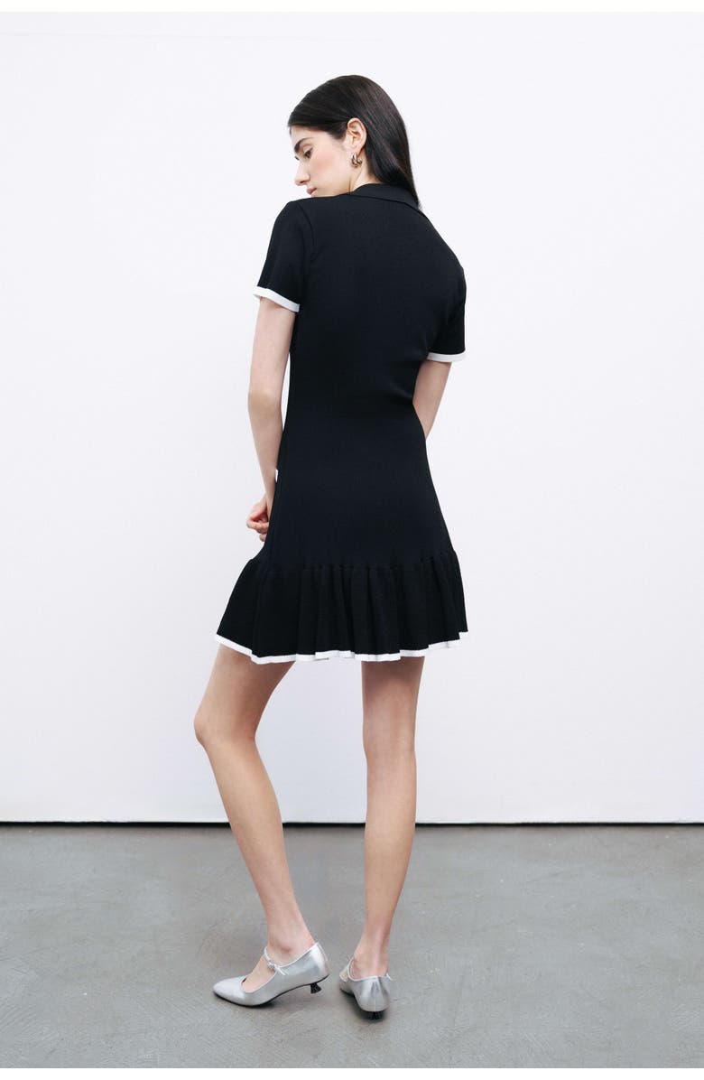 Nocturne Black Knit Pleated Hem Mini Dress, Alternate, color, 