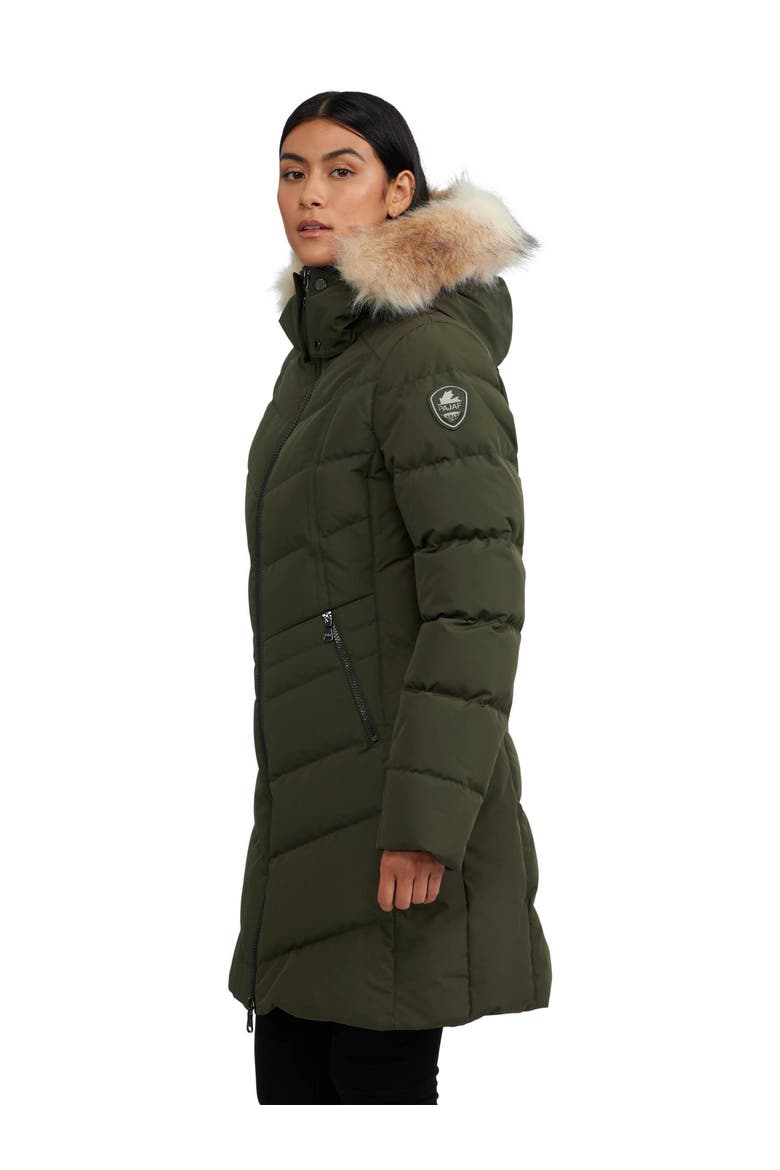 January Down Chevron Puffer with Detachable Hood Fur, Alternate, color, Military/Crystal