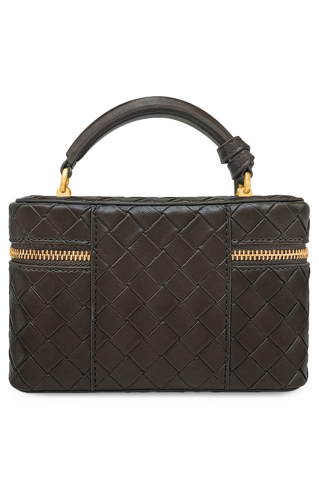 JW PEI Cleo Woven Faux Leather Top Handle Bag, Alternate, color, Dark Brown