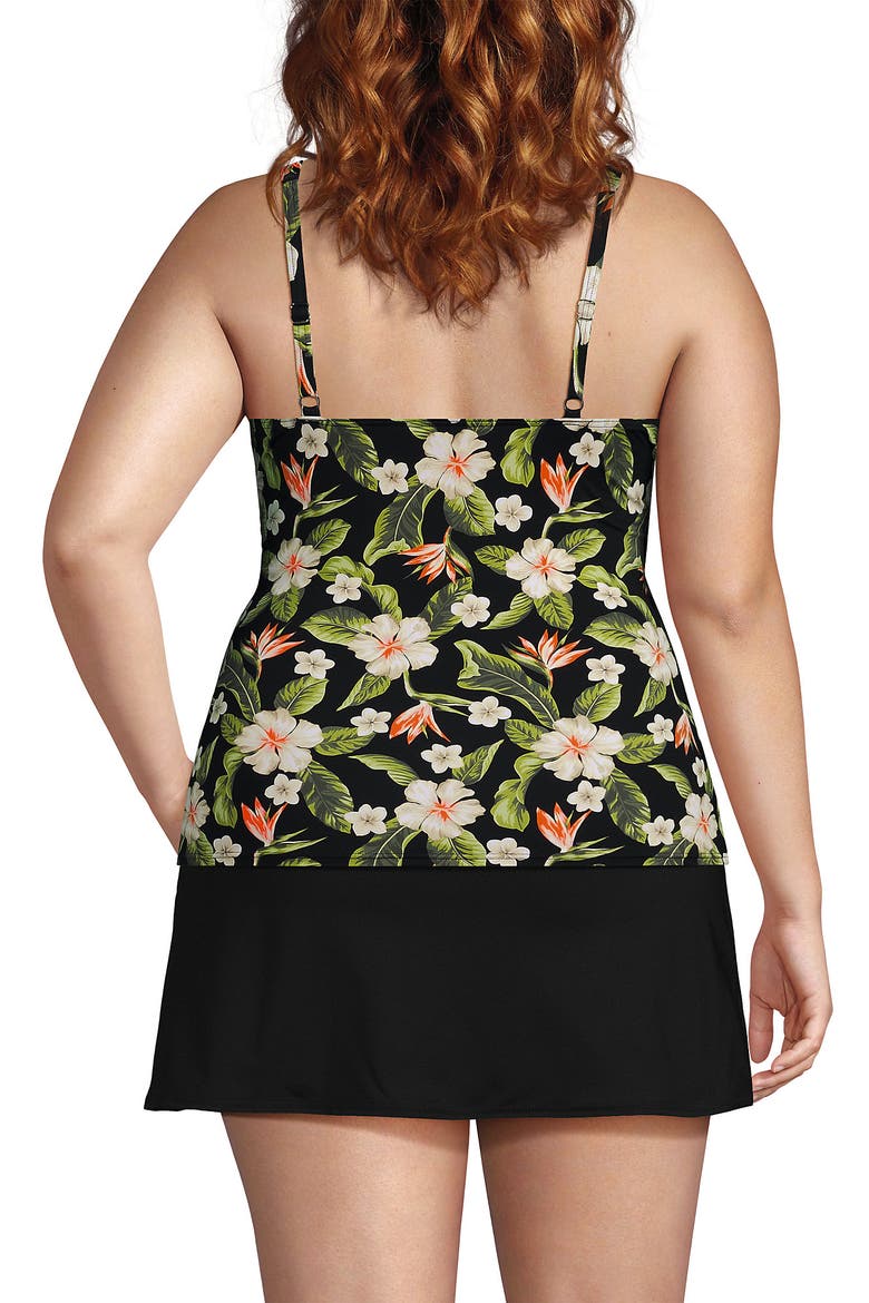 Plus Size DD-Cup Sweetheart Wrap Underwire Tankini Top, Alternate, color, Hibiscus Floral/Black