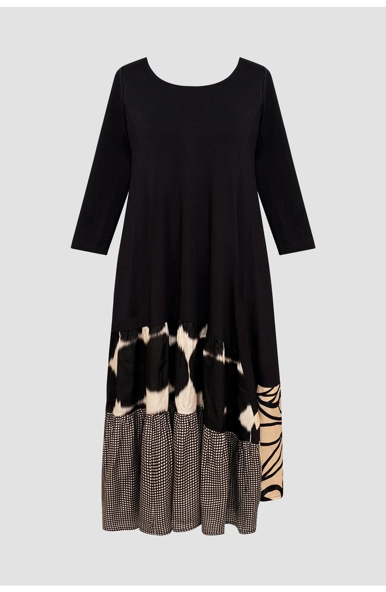 Alembika Tiered mixed media midi dress, Alternate, color, 