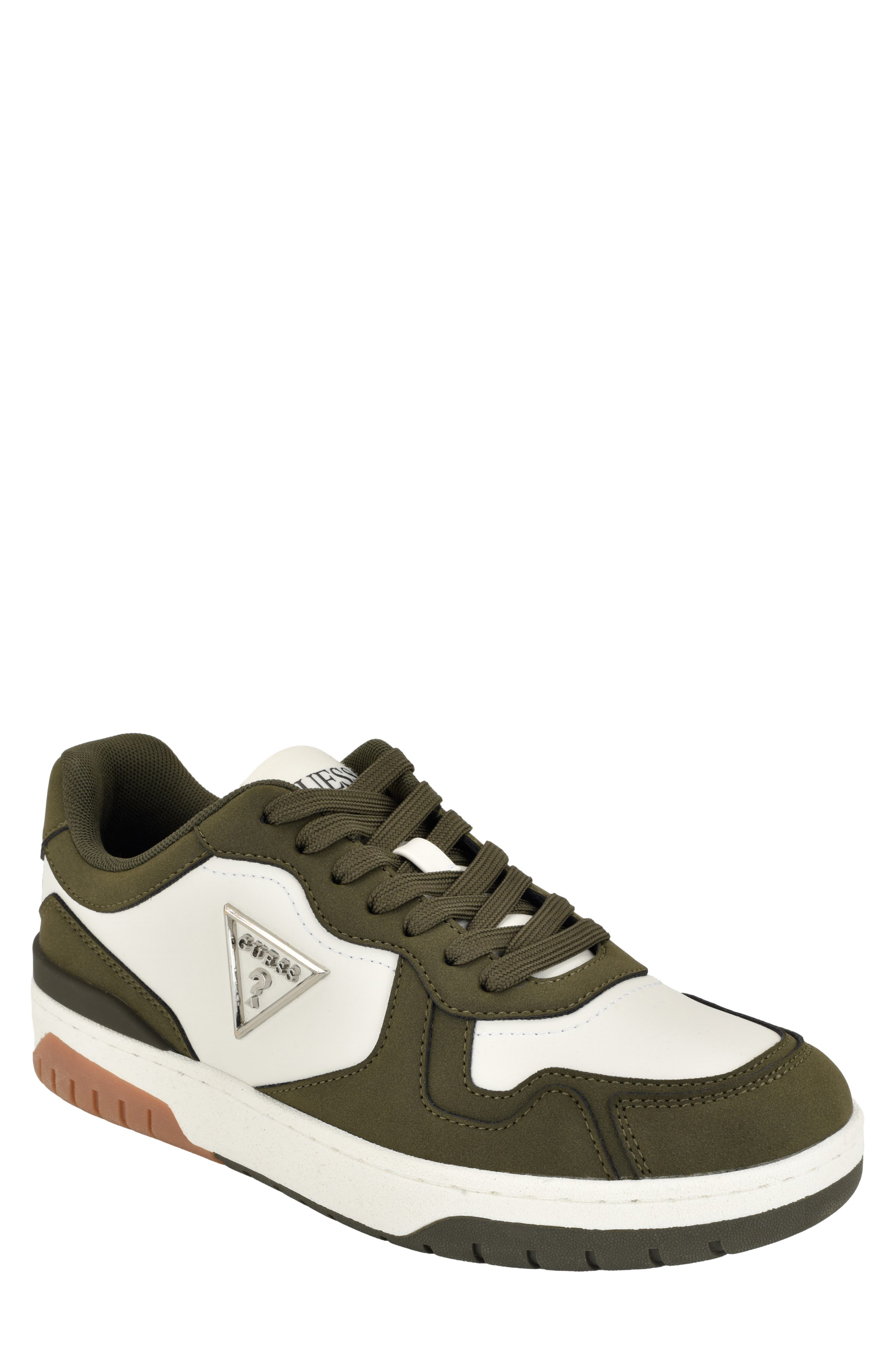 Nomen Faux Leather Sneaker, Main, color, OLIVE/ IVORY