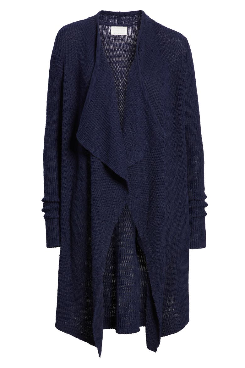 Drape Collar Cardigan, Alternate, color, NAVY PEACOAT