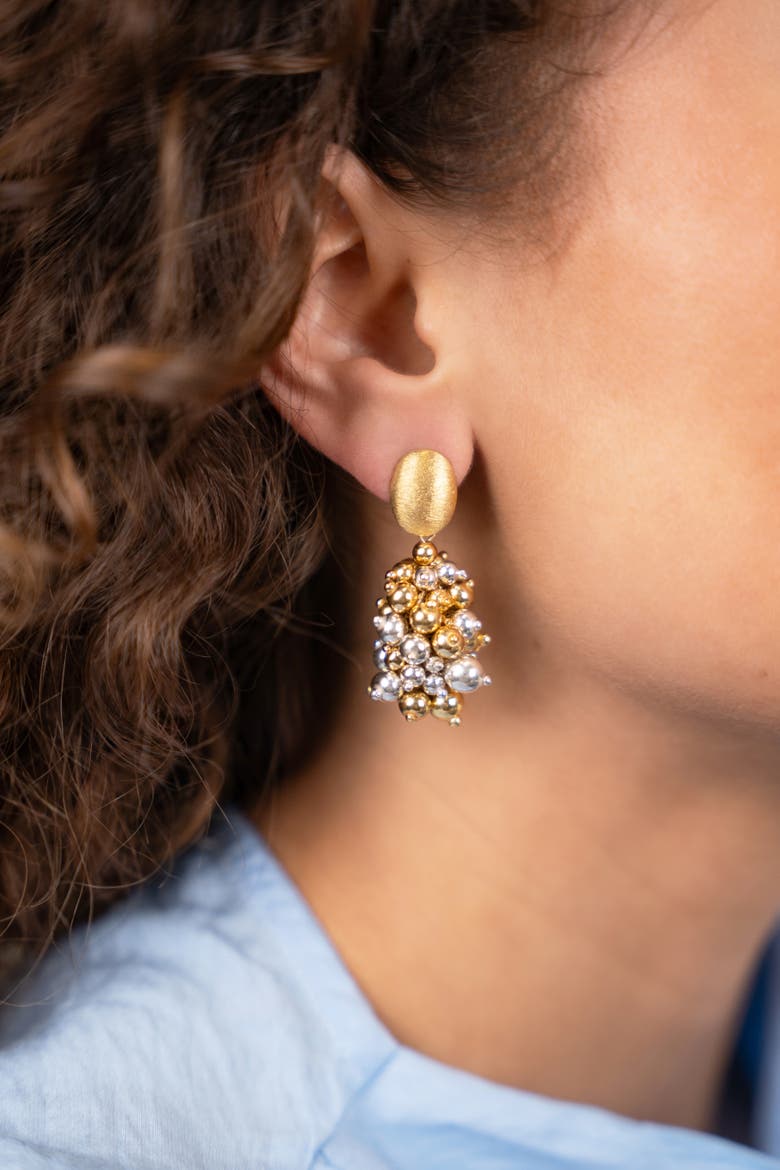 Glassberry Cone Small Irregular Double Stone Earrings in Silver & Gold, Alternate, color, Silver, Gold