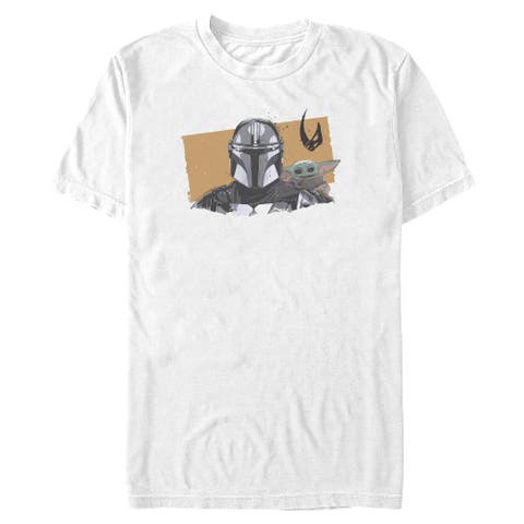 Men's Star Wars The Mandalorian and Grogu Bounty Hunter and The Child Portrait  Graphic T-Shirt