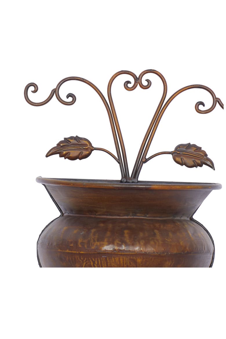 Brown Metal Indoor & Outdoor Scroll Wall Planter, Alternate, color, BROWN