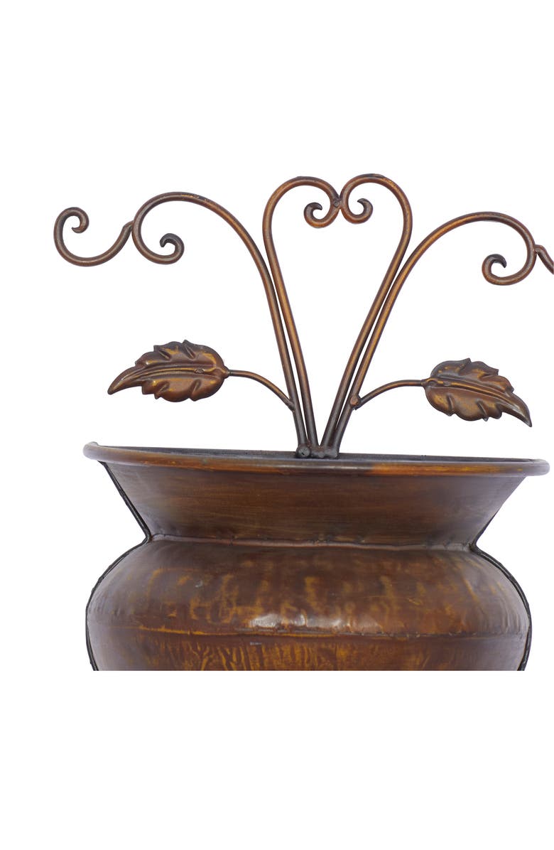 WILLOW ROW Brown Metal Indoor & Outdoor Scroll Wall Planter, Alternate, color, Brown